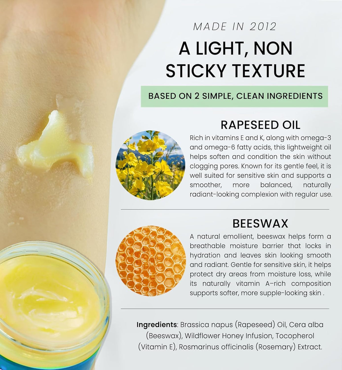 Beesaluxe Beesalene applied to lips demonstrating hydration and non-sticky finish