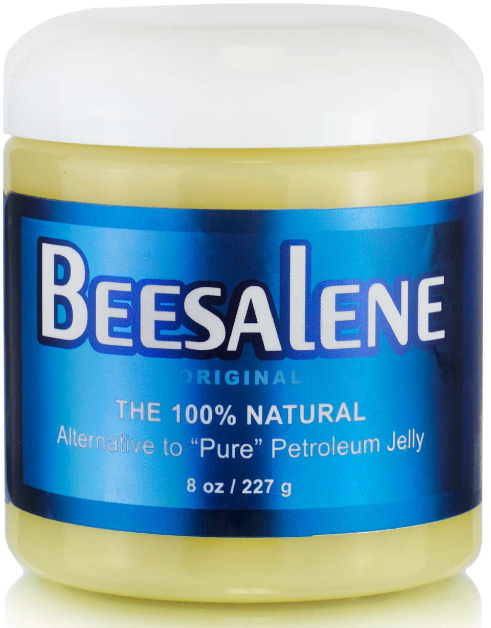 Beesaluxe Beesalene front jar showing label and 8 ounce benefit