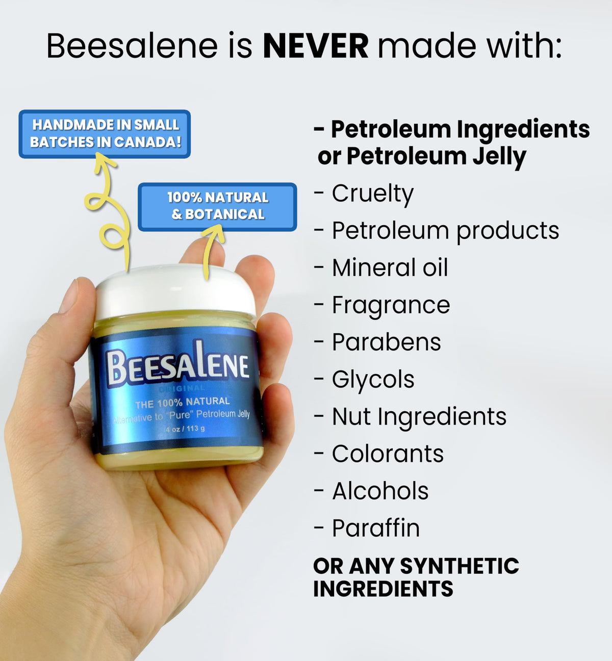 Beesaluxe Beesalene open jar texture showing creamy natural balm for soft skin