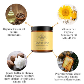 BeesOline jar open revealing creamy contents for targeted repair