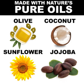 Beessential label close-up listing olive coconut jojoba sunflower oils for ingredient transparency