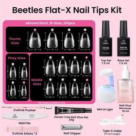 Beetles pre-numbered 16 sizes of tips close-up for easy size selection benefit