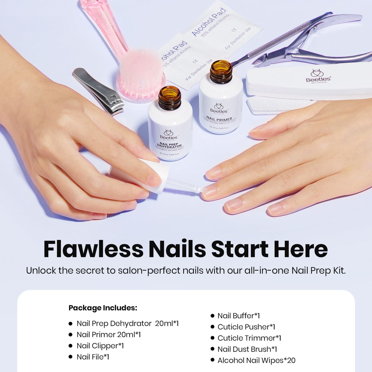 beetles Gel Polish 20ml dehydrator bottle closeup highlighting no residue benefit
