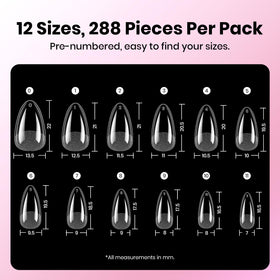 Beetles Gel Polish spread of 288 nail tips in 12 sizes for easy matching