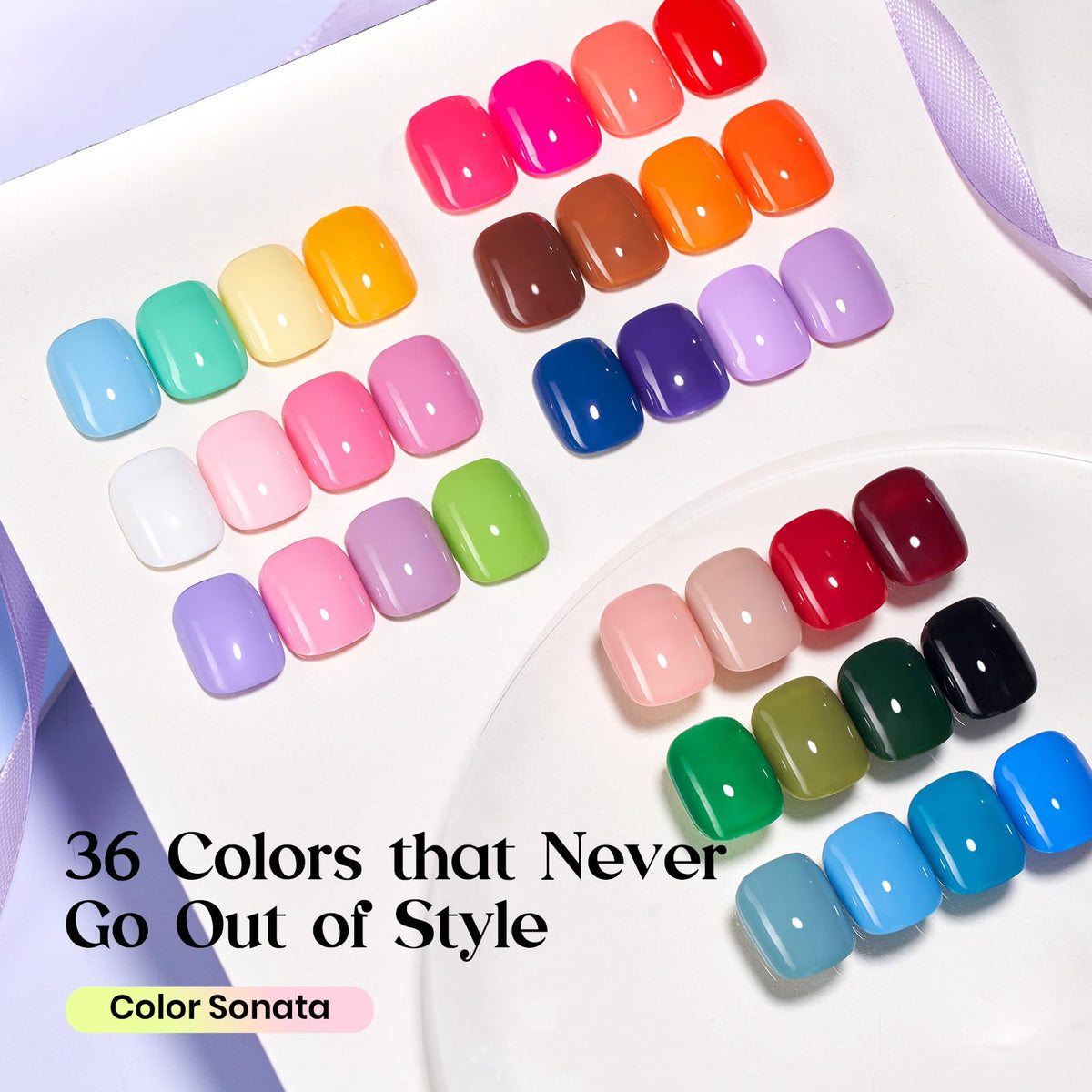 beetles 36 color spread displaying pastel and vibrant shades for choice