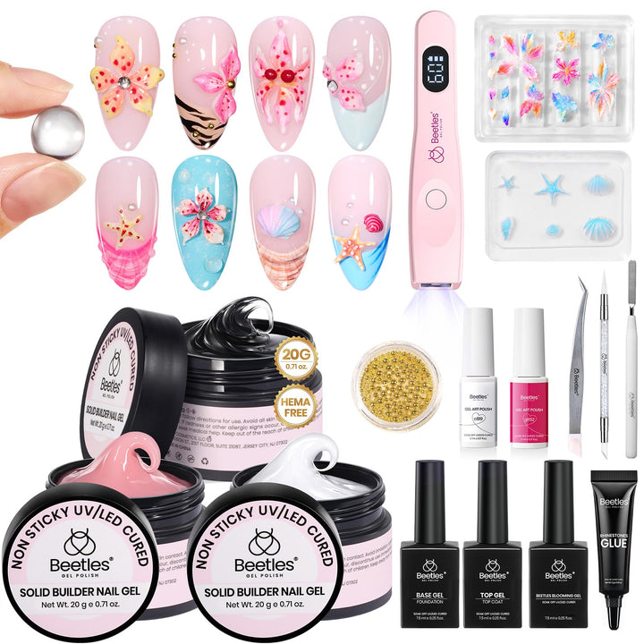 beetles gel polish front packaging showing full 3D kit and tools for easy setup