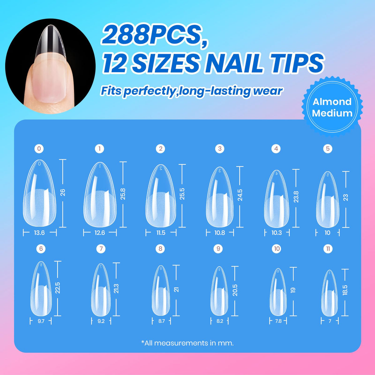Beetles Gel Polish almond tip close-up showing smooth extension for salon shaping