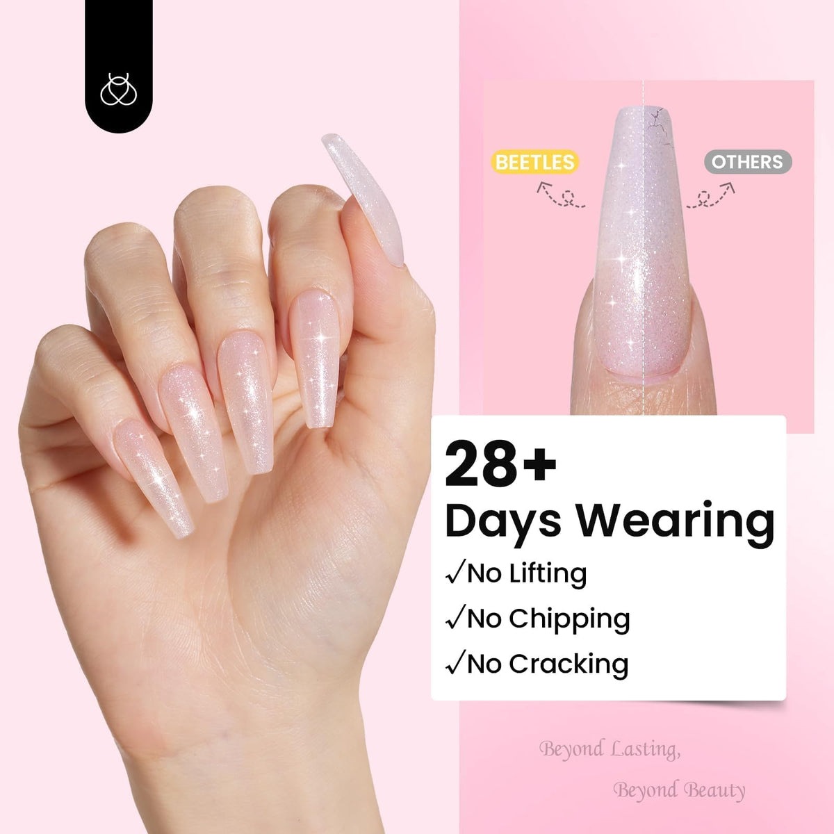 beetles close-up applying builder gel for durable sculpted nails