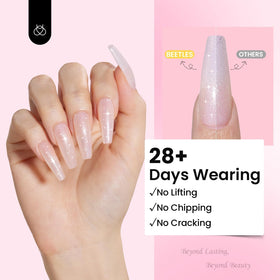 beetles close-up applying builder gel for durable sculpted nails