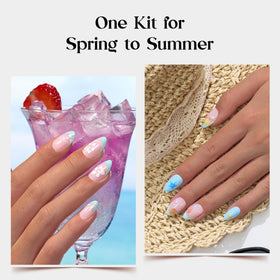 Beetles nail glue tabs sticks and file displayed for easy application