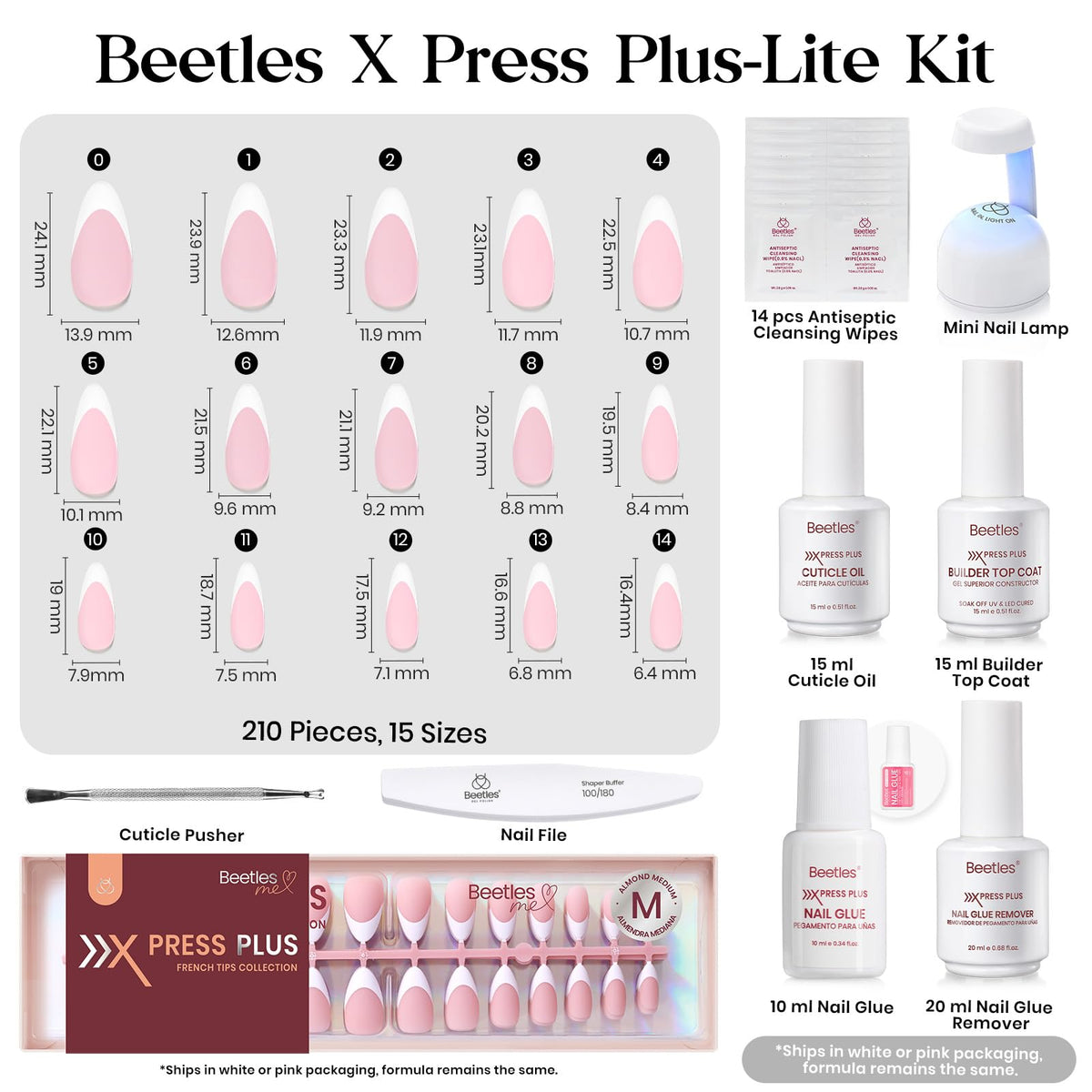 beetles cuticle pusher, file and wipes arranged for neat application