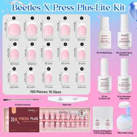 beetles nail pusher, file and wipes organized for easy application