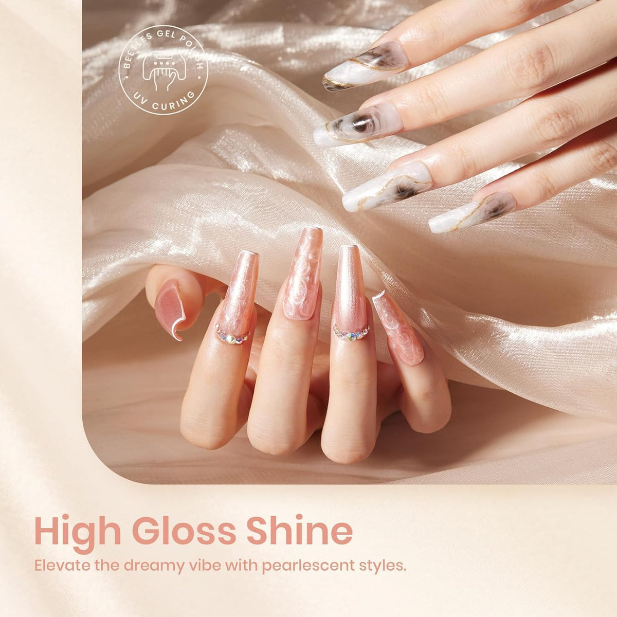 Beetles brush applying gel polish for precise thread and swirl effects