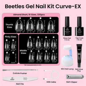 beetles base and top gel with mini lamp illustrating cured finish