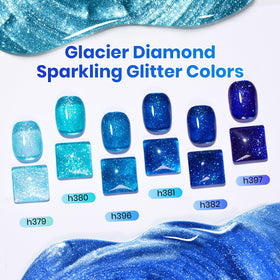 Beetles close-up bottle of ice blue shimmer highlighting smooth formula
