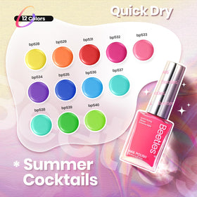 Beetles Gel Polish bottle close-up highlighting glossy finish and fast-dry brush for precise application