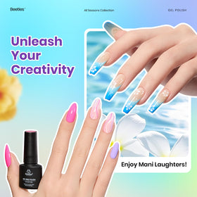Beetles nail brush and sticker sheet close-up for precise art