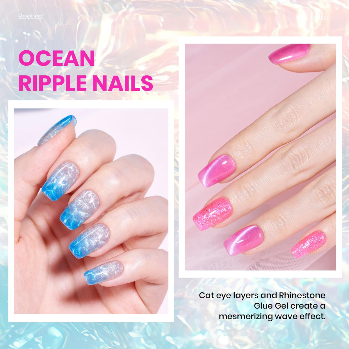 beetles builder gel and rhinestone glue label visible for strong nail structure