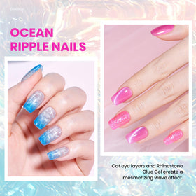 beetles builder gel and rhinestone glue label visible for strong nail structure