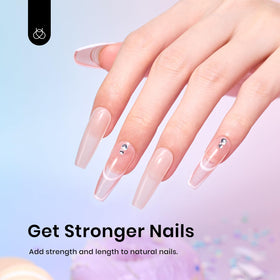 Beetles Builder Gel cured shimmer finish on nails showcasing high-gloss, durable sparkle