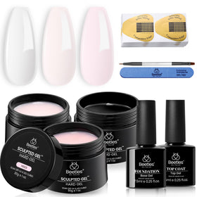 beetles builder gel finished nails display showing variety and elegant styles