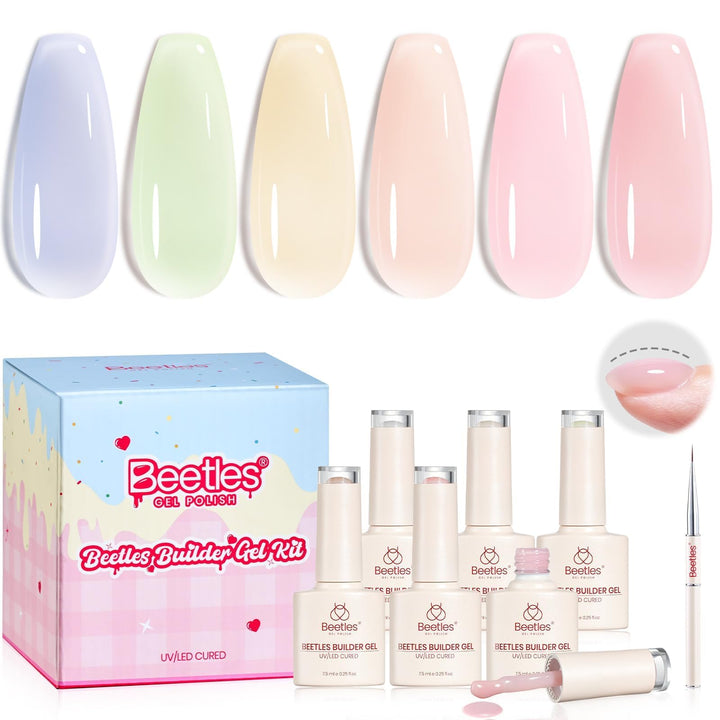 beetles builder gel kit front packaging showing all components and clear benefit
