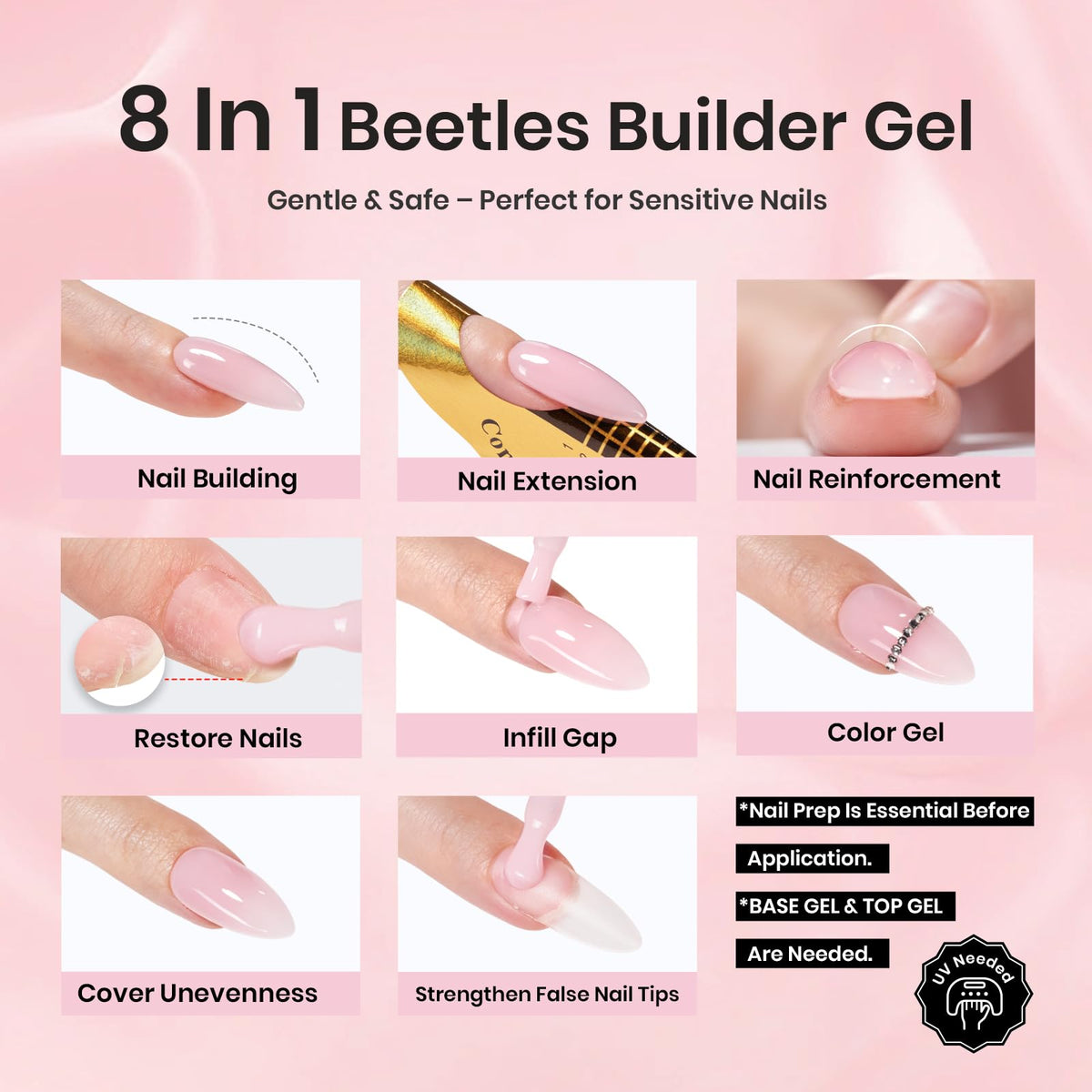 beetles builder gel texture consistency showing self-leveling formula benefit