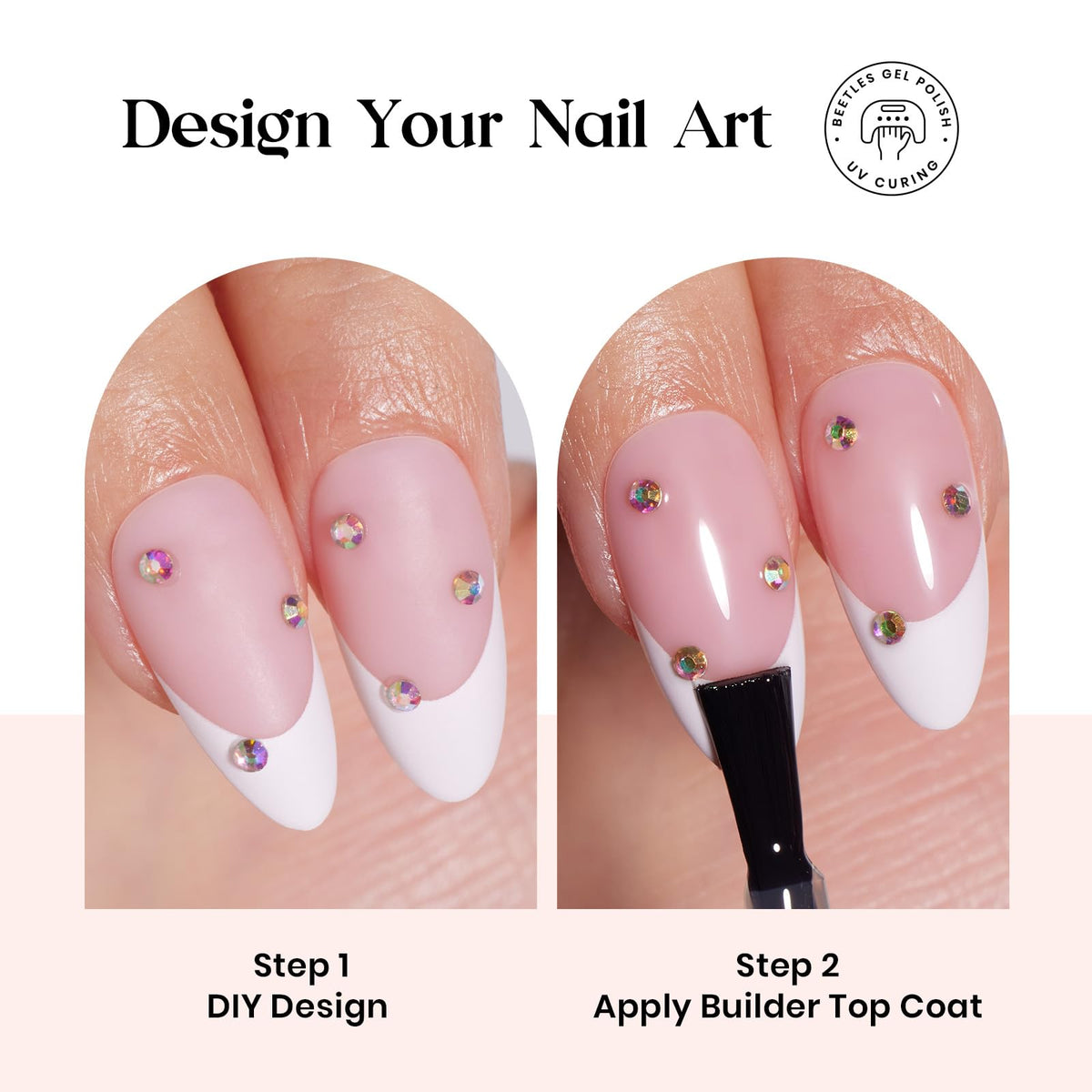 beetles builder top coat and quick-dry glue bottles for long-lasting wear