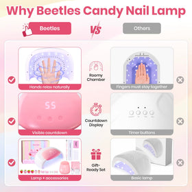 beetles lamp on vanity desk in lifestyle setting showing decorative candy design benefit