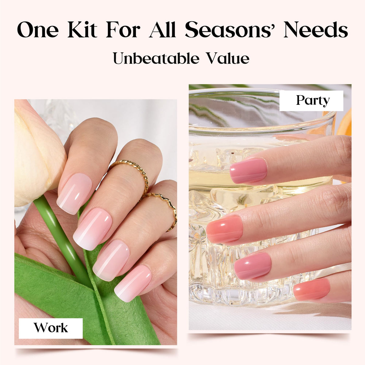 Beetles Gel Polish tools layout with glue, tabs and file for easy application