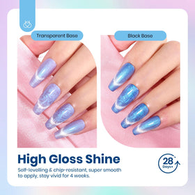 Beetles Gel Polish cat eye effect demonstrated on a fingernail for dramatic shine