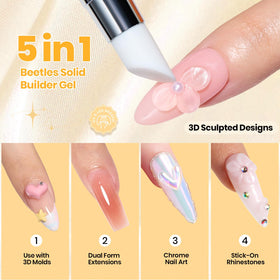 Beetles clear builder gel texture close-up for precise shaping