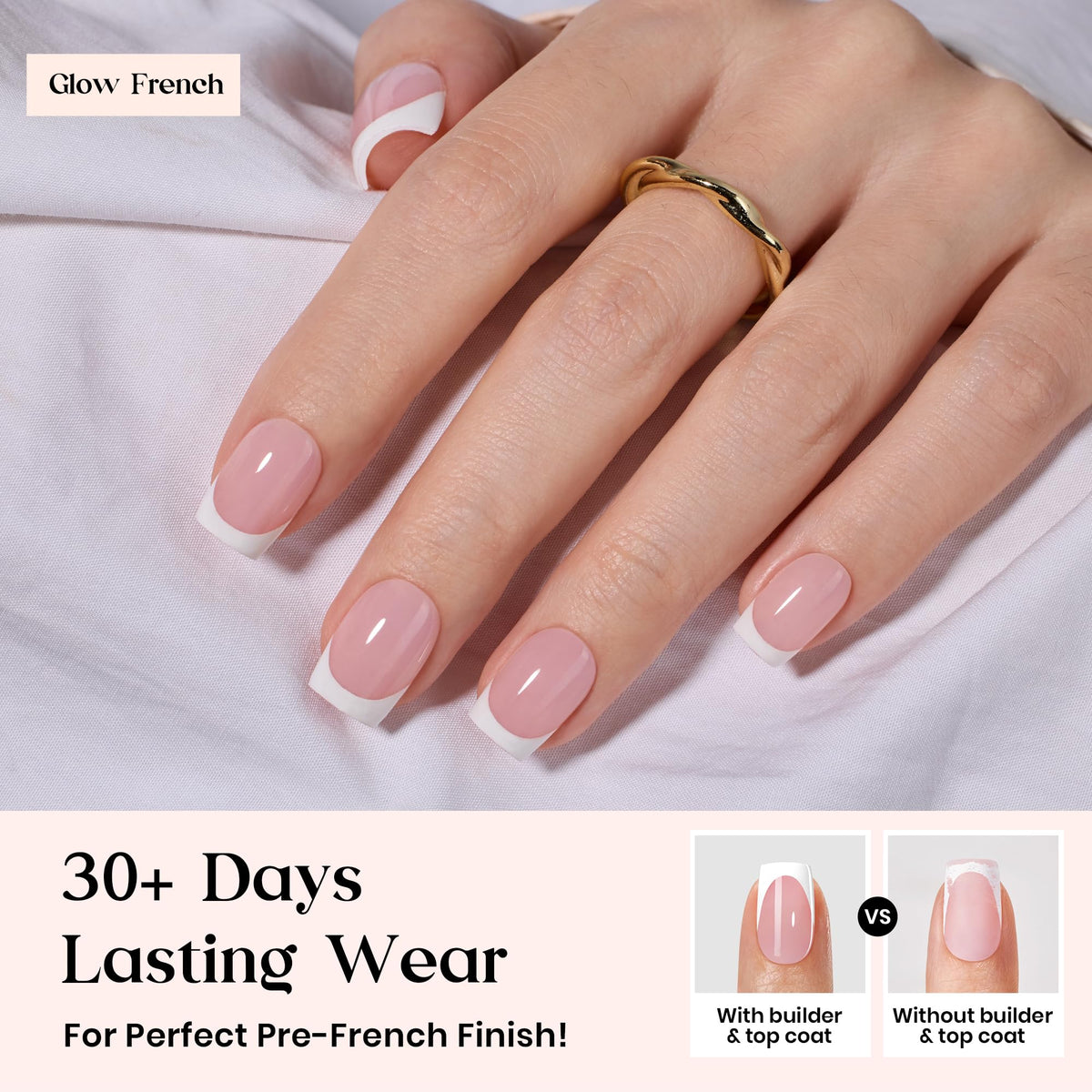 beetles Gel Polish close-up of pearl French tip texture for polished shine