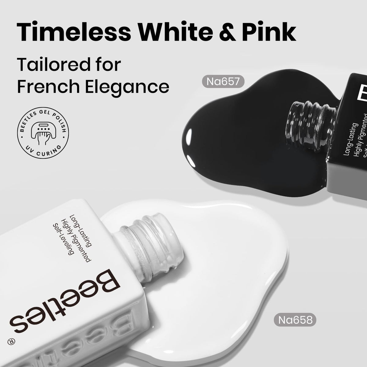 beetles closeup cream texture black polish highlighting smooth self-leveling for clean strokes