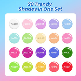 beetles color array flatlay with 20 pastel neon shades for creative mixing