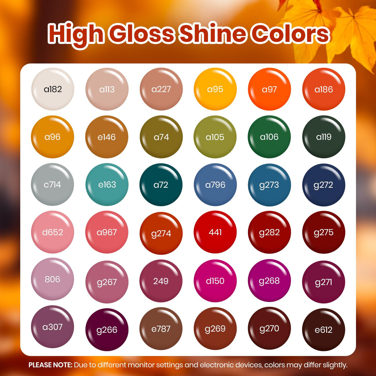 beetles wide color array top view displaying 36 gel shades for easy selection
