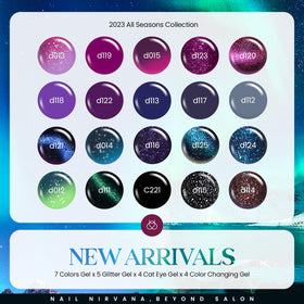 Beetles color array top view displaying 20 cat-eye glitter shades for selection