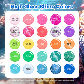 Beetles arranged color swatches of 25 gels showing range and mixing options