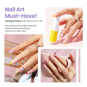 Beetles Gel Polish color swatch fan displaying 20 shades for design choices