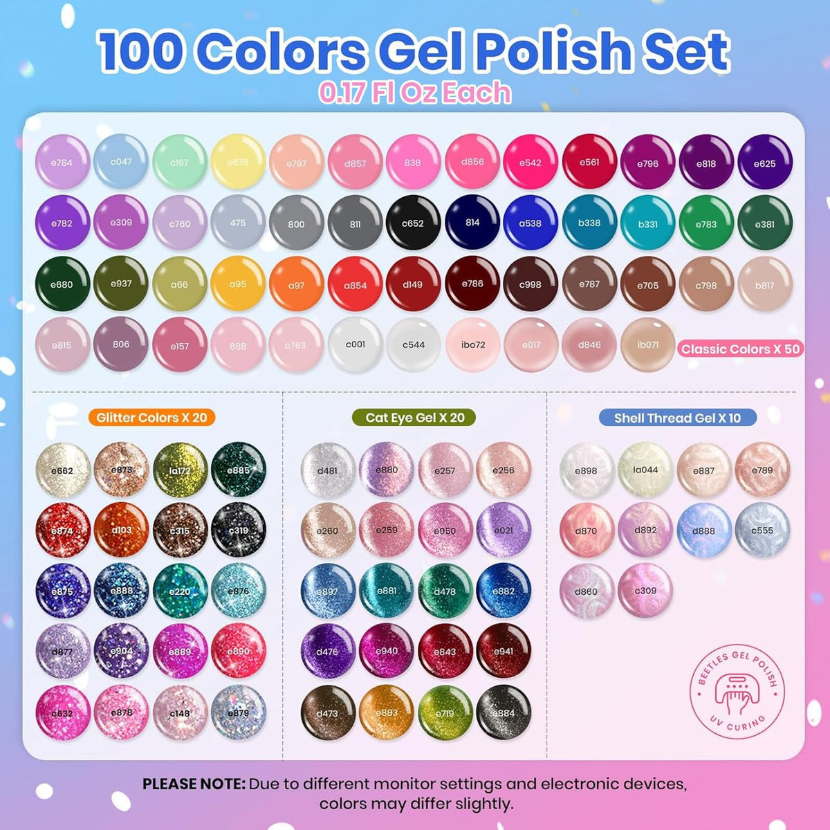 beetles color swatch palette spread for easy selection and planning