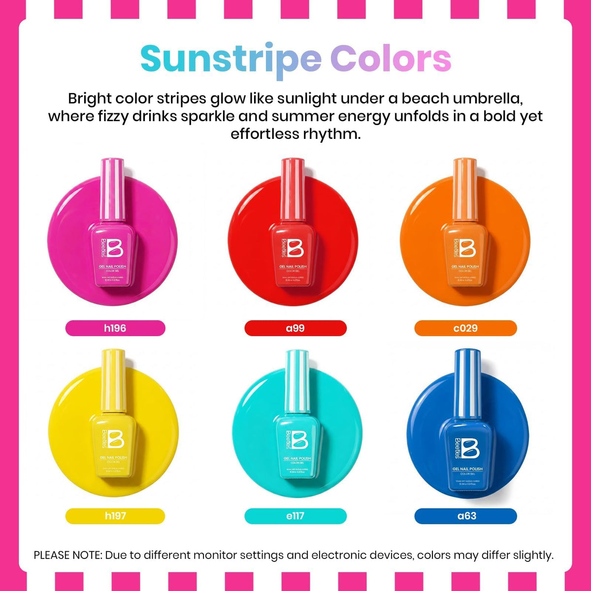 Beetles color swatch plate closeup showing shade selection for easy color planning