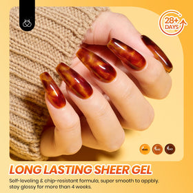Beetles swatches of five translucent fall shades showing buildable color