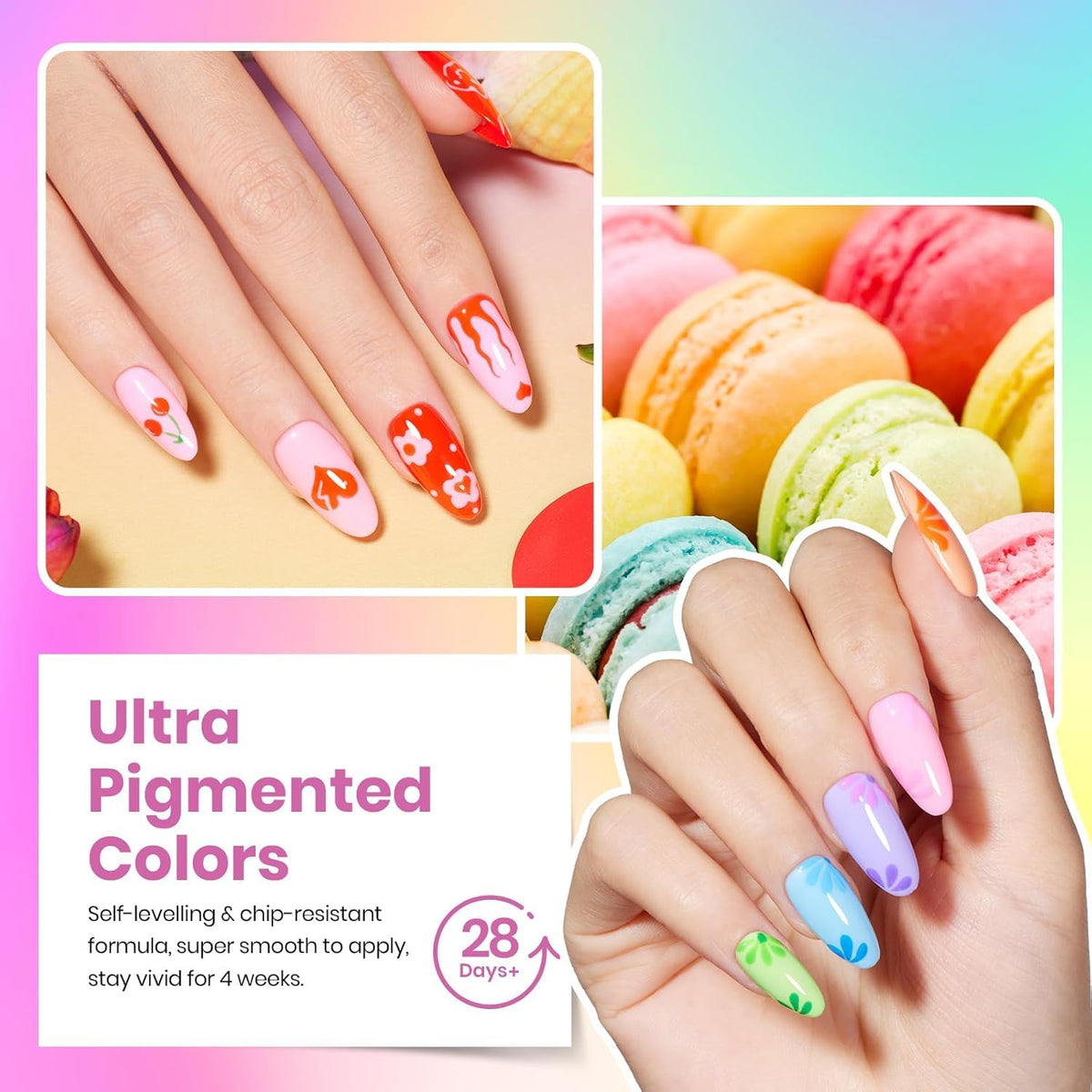 Beetles color swatch spread of neon and pastel shades for easy color selection