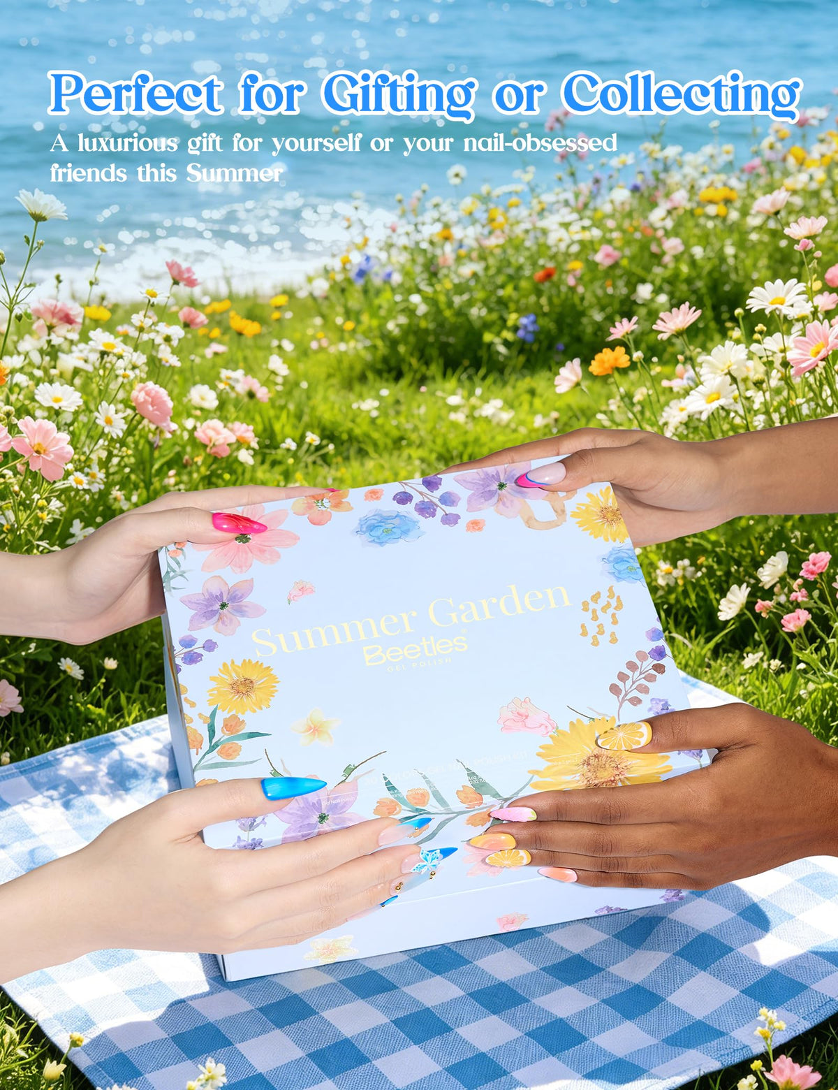 beetles cured glossy manicure outdoors suggesting durable summer shine