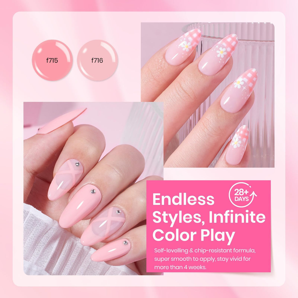 beetles cured nail swatches on hand showing glossy long-lasting finish