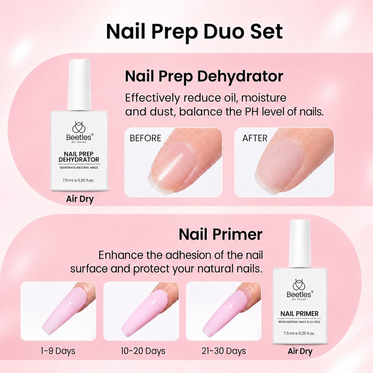 beetles Gel Polish dehydrator and primer bottles prepping nails for adhesion