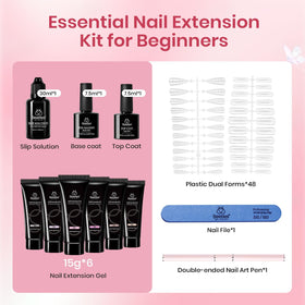 Beetles 48 dual forms and tools arranged for quick consistent nail extensions