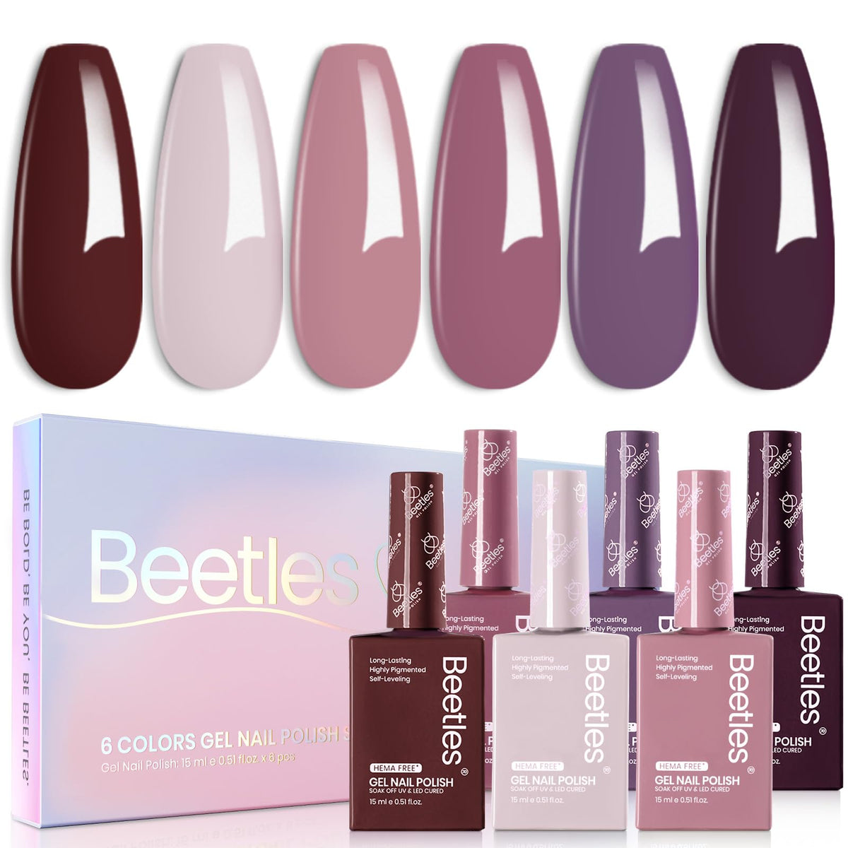 beetles front packaging showing six colorful bottles and full-size 15ml benefit visible