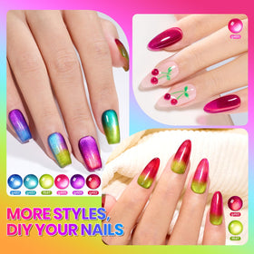 beetles application step with magnet over nail showing how to form the luminous cat eye stripe