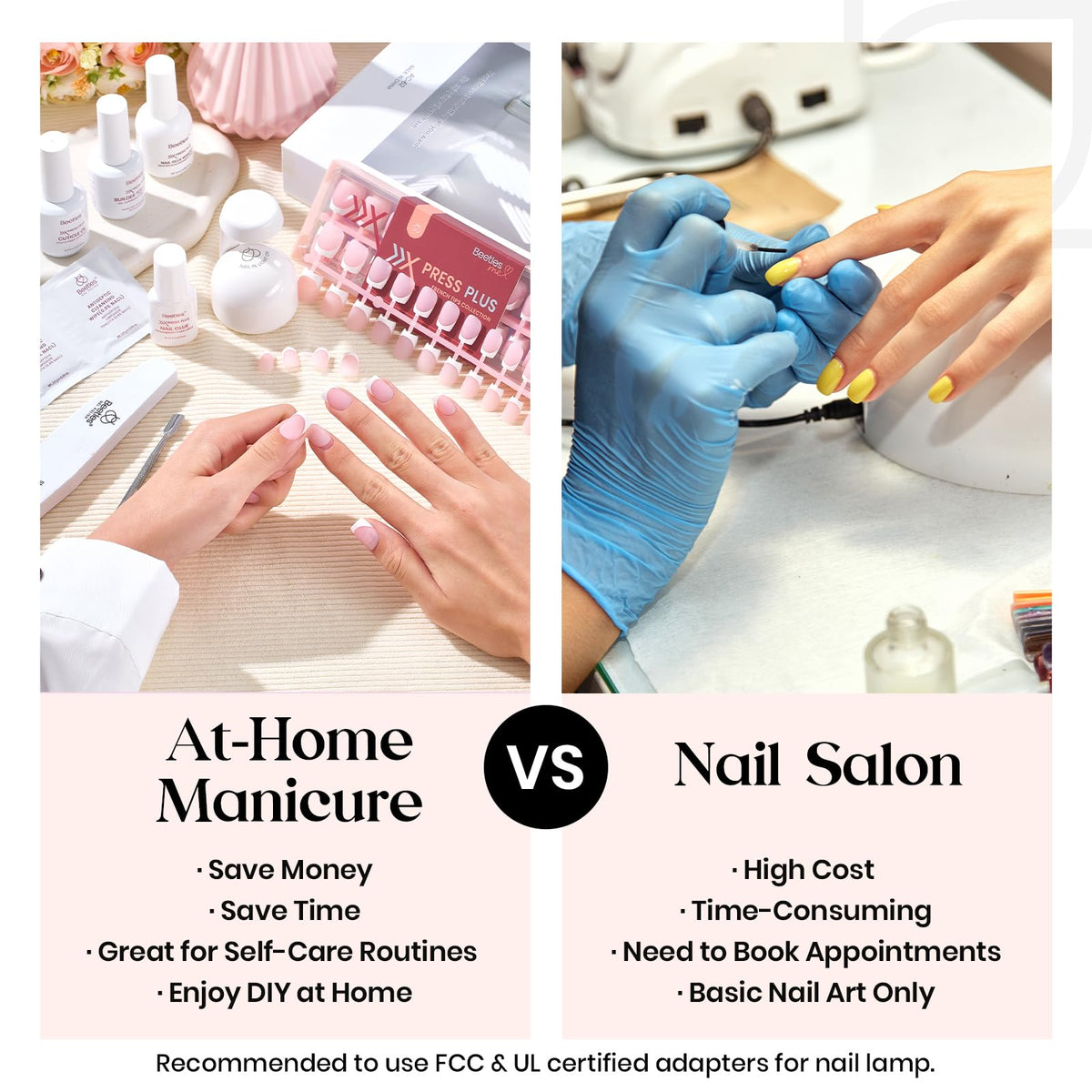 beetles finished pink French tip in lifestyle setting for polished look